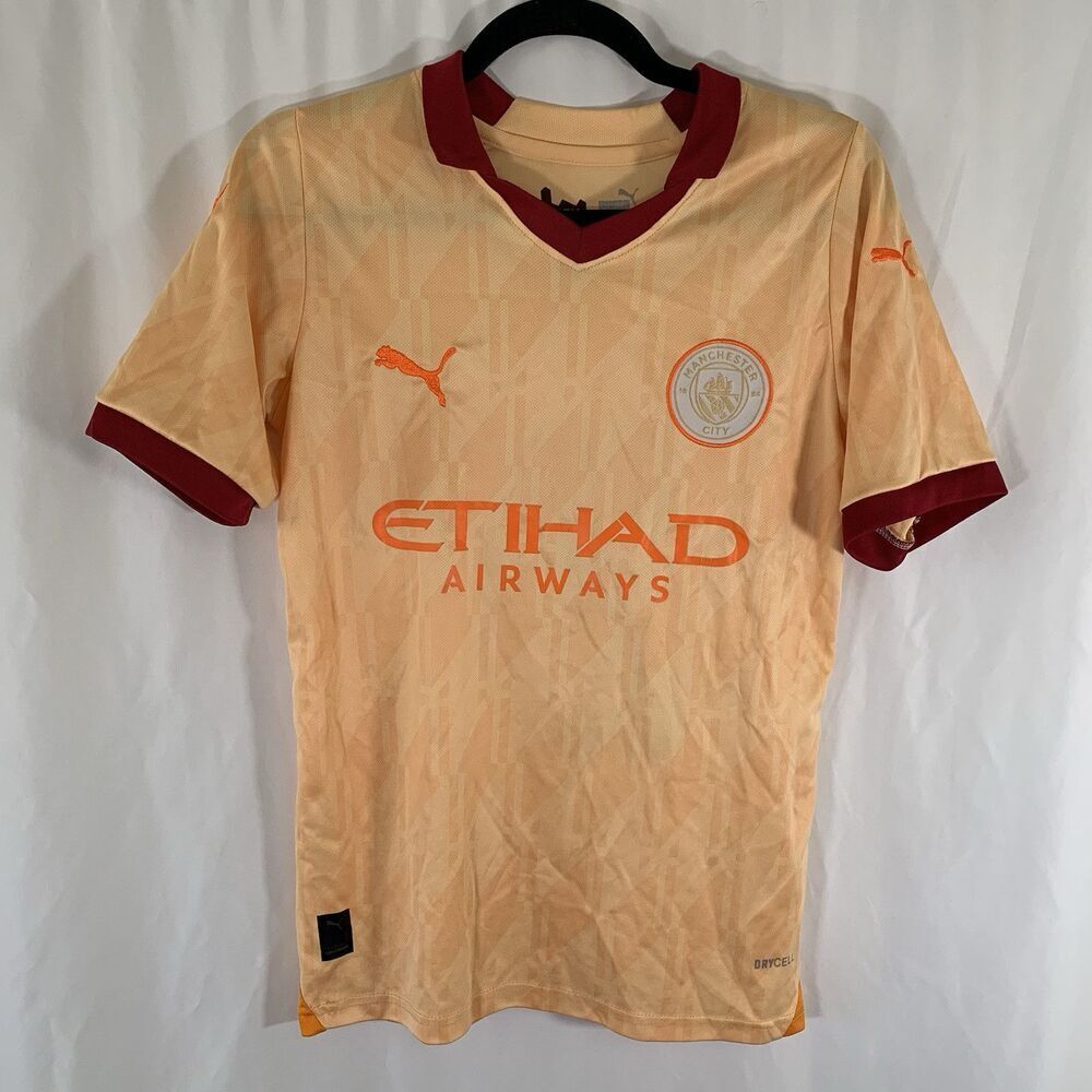 Manchester City El Parque Puma Jersey Men's Small Orange Short Sleeve Drycell